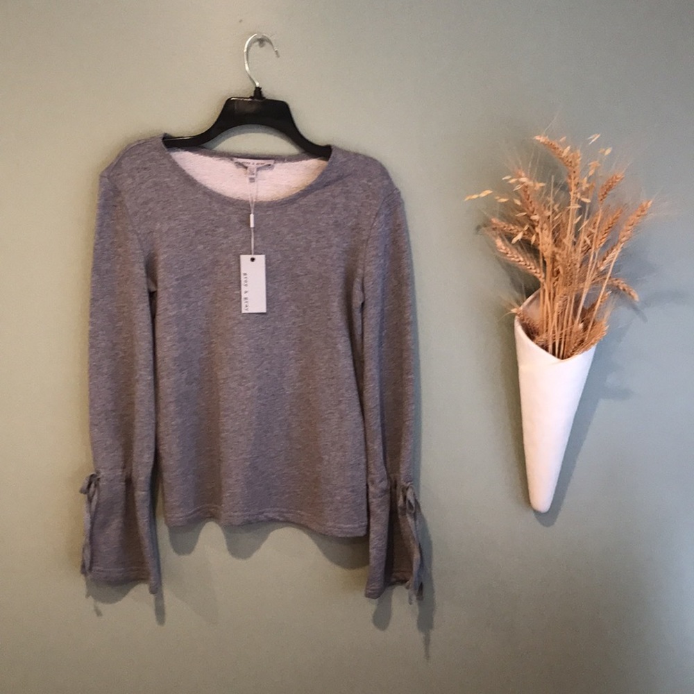 grey & gray Heather Gray NWT Long Sleeve Top With Sleeve Ties. XS